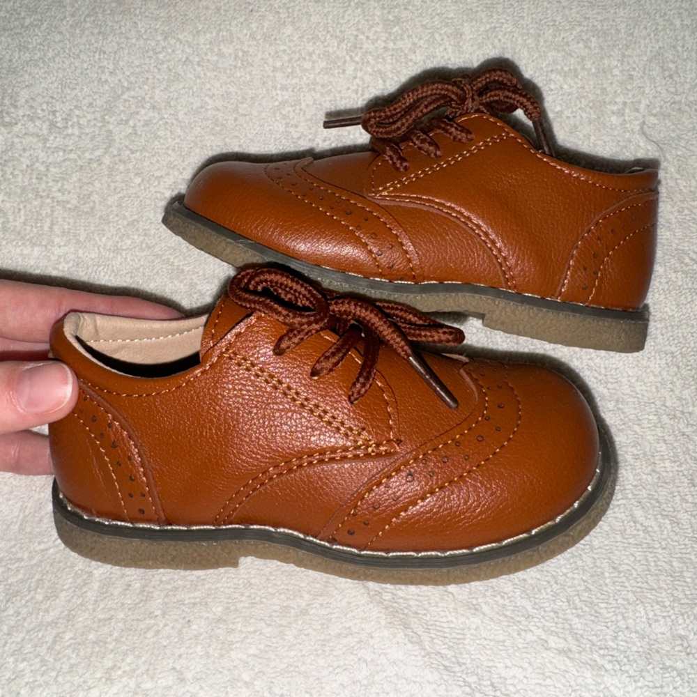 Classic Brown Kids Dress Shoes - Picture 5 of 8
